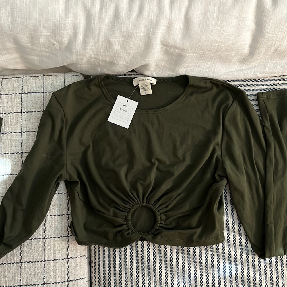 Cropped green suede top from UO